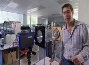 Figure 5: Dr Iain Stewart demonstrates an experiment to prove the heat trapping properties of Carbon Dioxide, video here http://www.youtube.com/watch?v=SeYfl45X1wo [BBC, 2011]